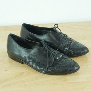 Bass 9 Loafers Black Woven Leather Lace Up Preppy Academia Minimal Capsule Shoes